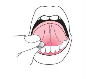 Step 2: Place the ORALAIR tablet under your tongue right away. Keep the tablet there for at least 1 minute, then swallow.